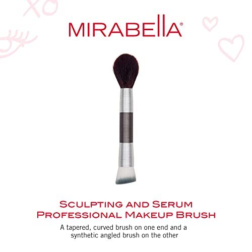 Mirabella Perfecting & Sculpting Duo Foundation Brush, Professional Makeup Brush Collection, Cruelty-Free Synthetic Bristle Brush, Hand-Sculpted Brushed Aluminum Handle Blending Brush for Makeup - Image 2