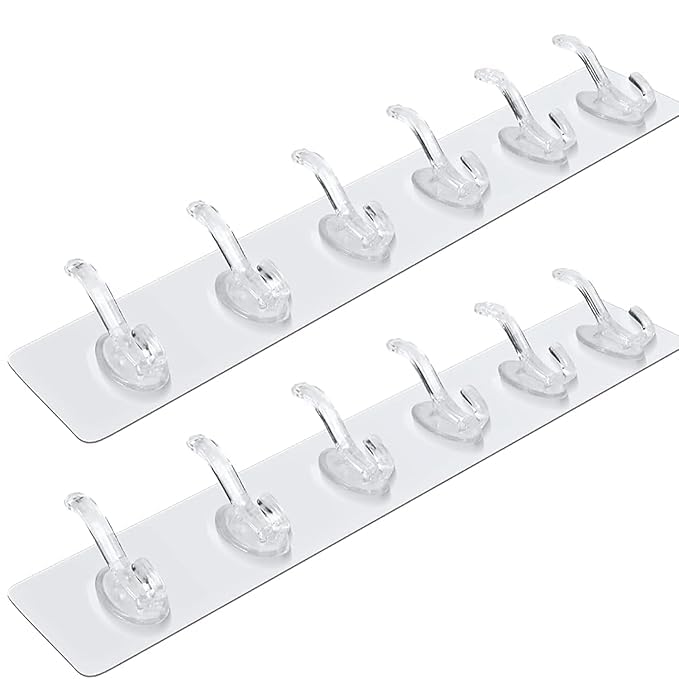 PAVITYAKSH 6 PCS Hook Cross 6in1 Self Adhesive Heavy Duty Wall Hook No Drilling for Bathroom Shower Kitchen Waterproof Transparent Hooks Pack of 2 - Image 1