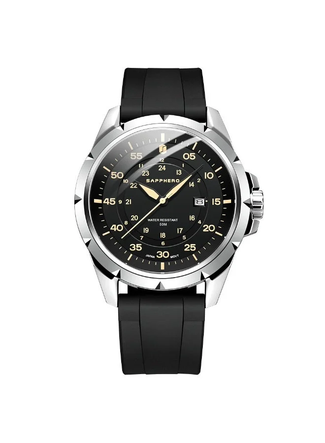 Sapphero SAPPHERO Men's Silicone Waterproof Watch 5ATM Japanese Quartz Movement Stainless Steel Case Men's Watch Date Design Sport Casual Business Best Gift for Men