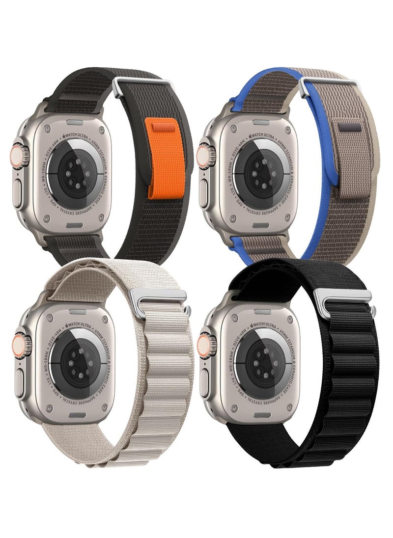 BORTONY - Apple Watch Band 38mm 40mm 41mm Alpine Loop Pack of 4 with Adjustable Sport Nylon Elastic Strap for iWatch Ultra 8 7 6 5 4 3 2 1 - Image 1