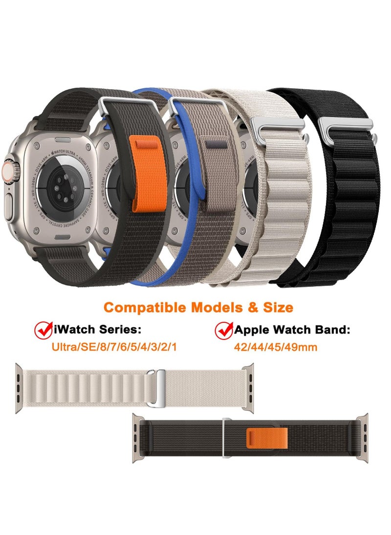 BORTONY - Apple Watch Band 38mm 40mm 41mm Alpine Loop Pack of 4 with Adjustable Sport Nylon Elastic Strap for iWatch Ultra 8 7 6 5 4 3 2 1 - Image 1