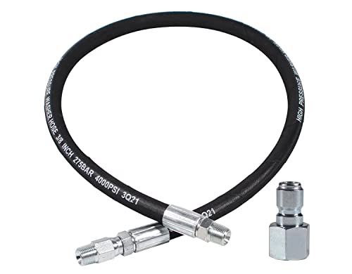YAMATIC Pressure Washer Whip Hose with Swivel Steel Connector, 3/8 Whip Line for Pressure Washer, 4FT Jumper Hoses with 3/8 Inch Quick Connect Plug - Image 1