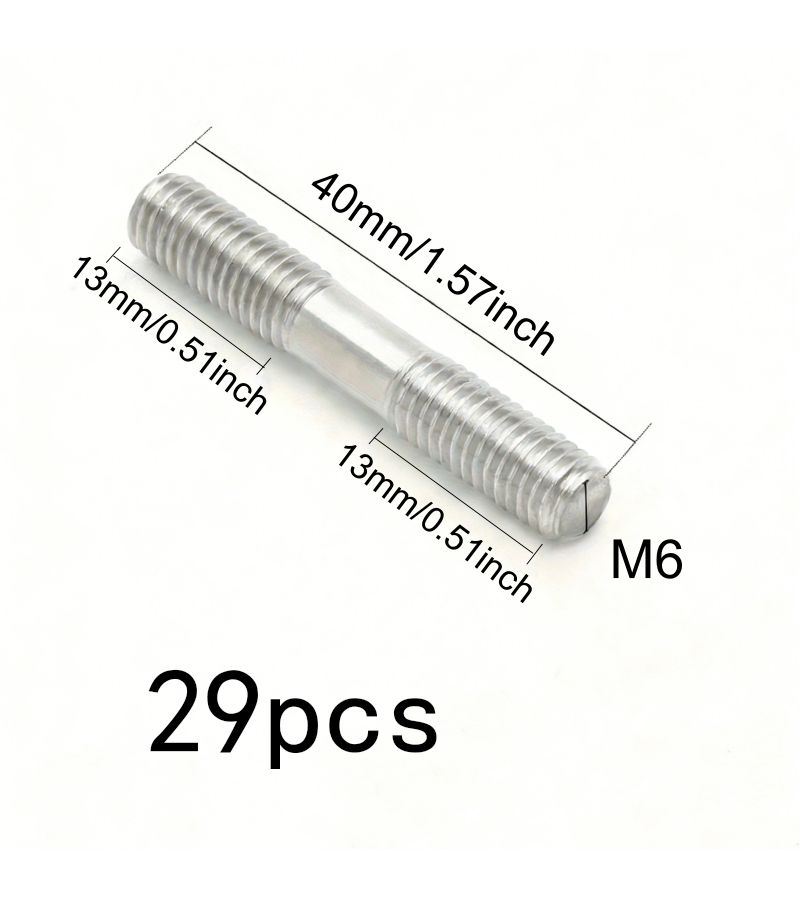 29 Pack High Hardness Non Deformable Stainless Steel Double Head Threaded Stud M6 40 Full Thread Fastening Fittings For Frame Fixing Of Medical Imaging Equipment - Image 2