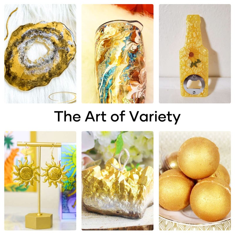 HTVRONT بودرة ميكا ذهبية من HTVRONT للإيبوكسي - 1.76 أونصة/50 جرام بودرة صبغ ميكا، بودرة ميكا طبيعية لصنع الصابون، الإيبوكسي، صنع الشموع، قنابل الاستحمام، بودرة صبغ غير سامة - Image 5