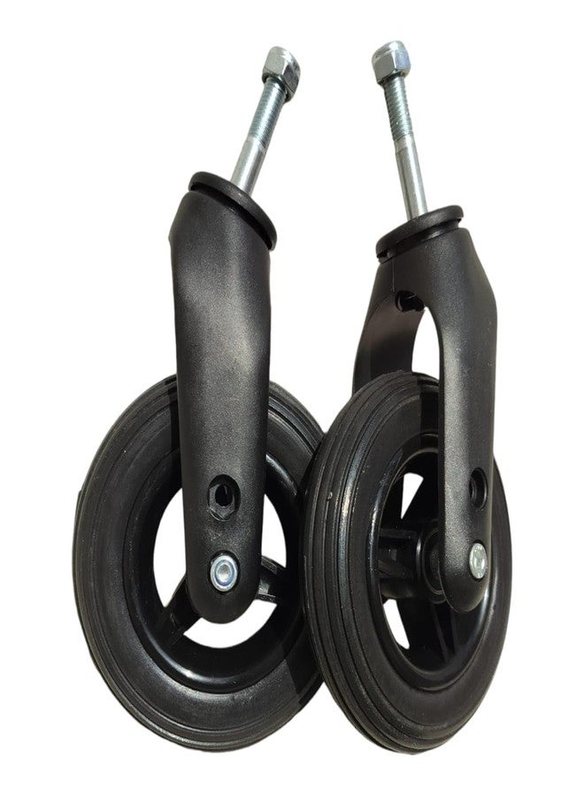 eOnekart 6 Inch (150×30) Wheelchair Wheel Complete With Fork Bearing & Nut Bolt | Height Adjustable | Black (Pack of 2) - Image 1
