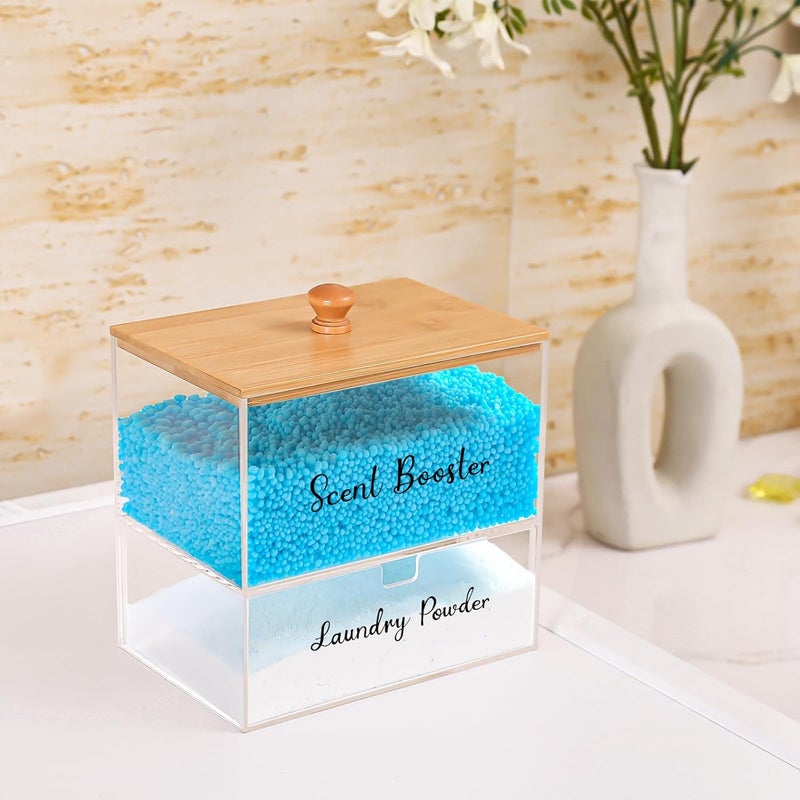 VOTLEVT Acrylic Laundry Pods Contianer and Dryer Sheet Holder Set with Bamboo Lid, Dishwasher Pods Container, Laundry Pods Holder, Laundry Soap Organizer, Laundry Room Organization and Storage - Image 4