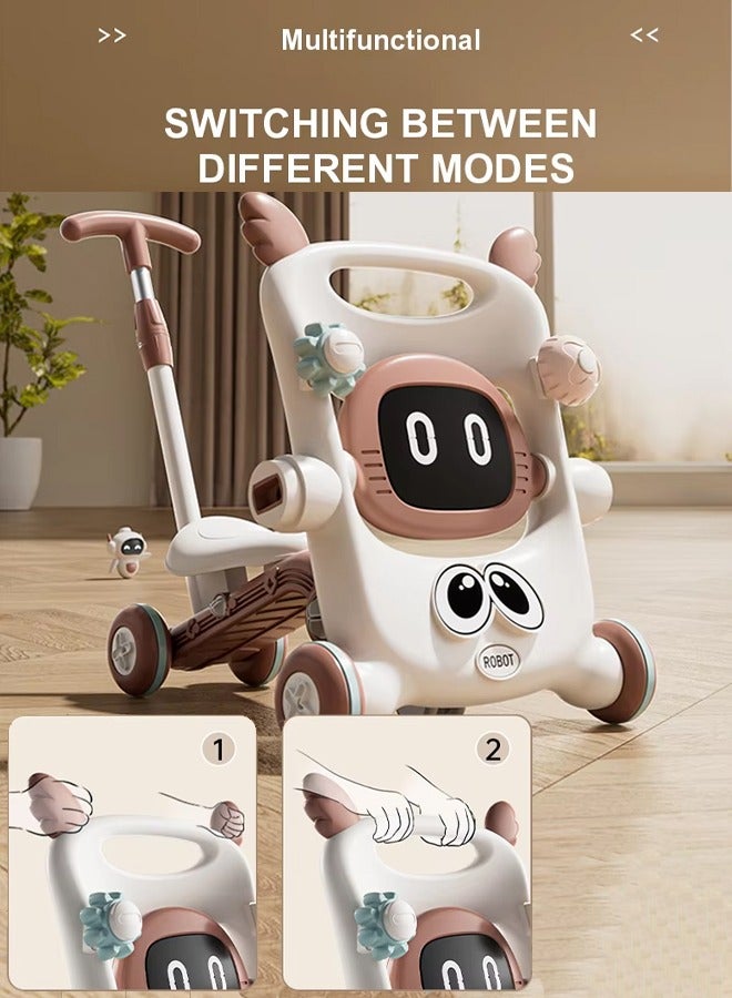 8 in 1 Baby Walker for Kids, Sit-to-Stand Learning Baby Walker with Light&Music Adjustable Handle Kids Push Walkers Assemble as Balance Bike/Scooter/Motorbike, for Infants 6-12 Months