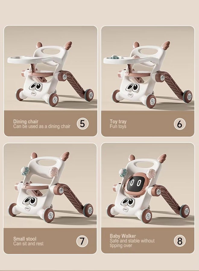8 in 1 Baby Walker for Kids, Sit-to-Stand Learning Baby Walker with Light&Music Adjustable Handle Kids Push Walkers Assemble as Balance Bike/Scooter/Motorbike, for Infants 6-12 Months