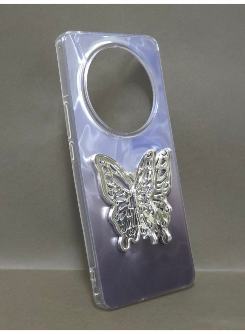 A colorful, Transparent Crystal Case Compatible With Xiaomi Redmi 14C Shockproof And Scratch-Resistant, Featuring On Him A Butterfly Design And A Built-in Stand. A Fantastic Choice for Girls And Women. - Image 1