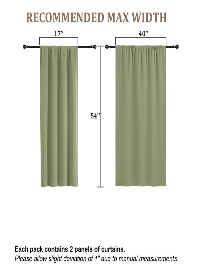 Lecloud Sage Green Room Darkening Curtains 54 Inch Length 2 Panels, Window Curtains for Bedroom, Energy Thermal Insulating Rod Pocket Curtain Drapes for Small Window, 40" W x 54" L - Image 2
