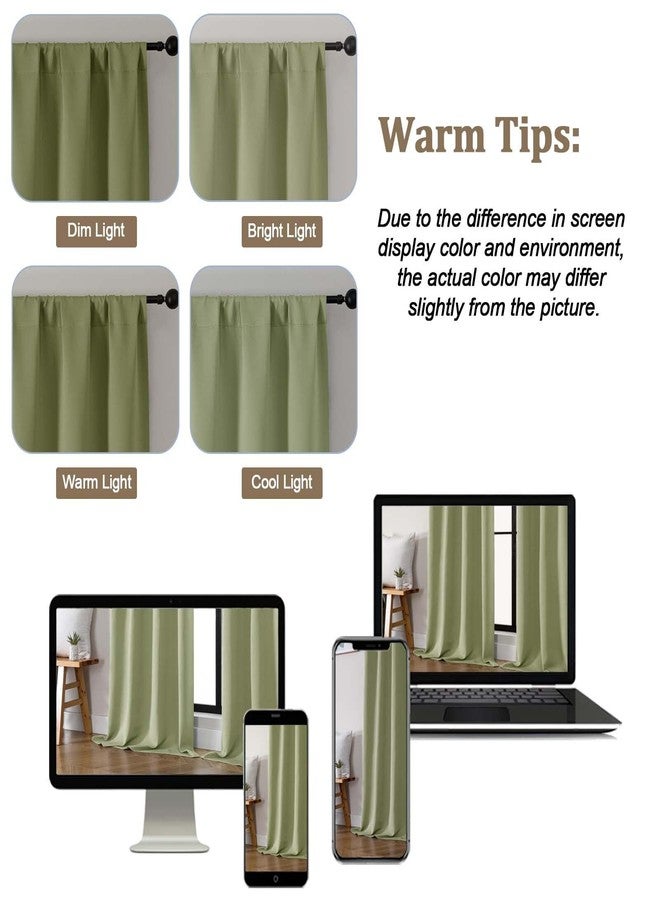 Lecloud Sage Green Room Darkening Curtains 54 Inch Length 2 Panels, Window Curtains for Bedroom, Energy Thermal Insulating Rod Pocket Curtain Drapes for Small Window, 40" W x 54" L - Image 5