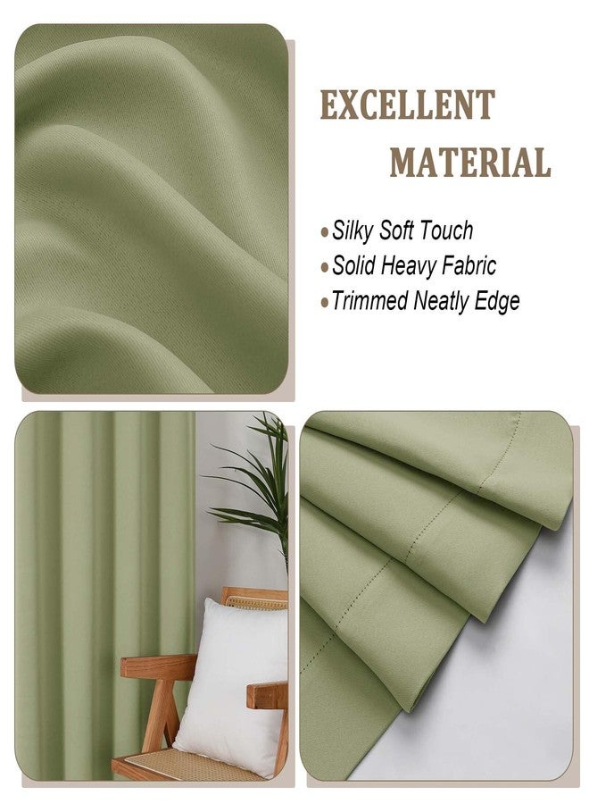 Lecloud Sage Green Room Darkening Curtains 54 Inch Length 2 Panels, Window Curtains for Bedroom, Energy Thermal Insulating Rod Pocket Curtain Drapes for Small Window, 40" W x 54" L - Image 3