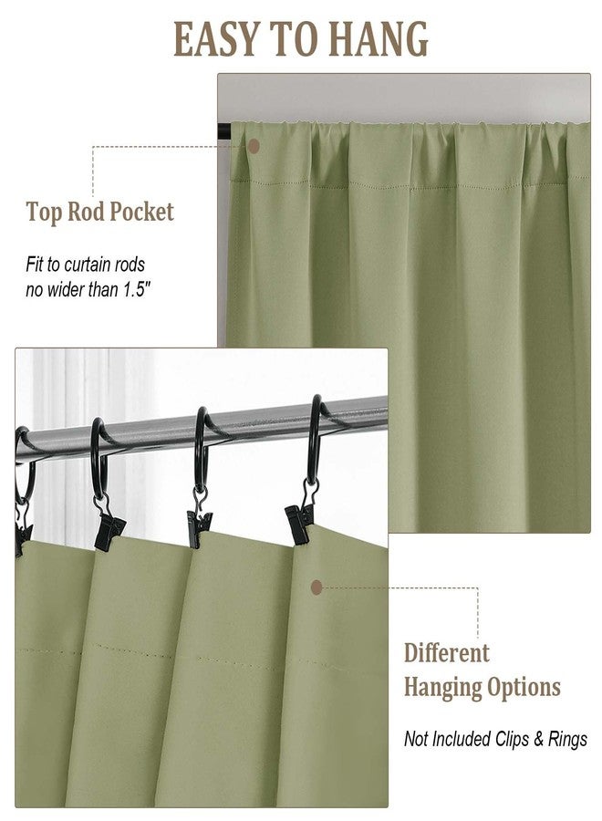 Lecloud Sage Green Room Darkening Curtains 54 Inch Length 2 Panels, Window Curtains for Bedroom, Energy Thermal Insulating Rod Pocket Curtain Drapes for Small Window, 40" W x 54" L - Image 4