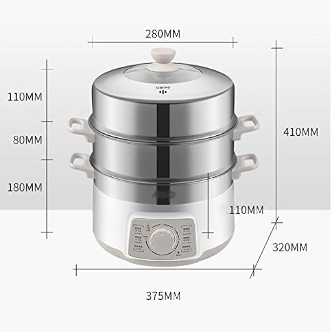 جهاز طهي بالبخار الكهربائي متعدد الوظائف للطعام المنزلي، جهاز طهي بالبخار بقوة 3 طبقات، سعة كبيرة، جهاز طهي بالبخار للمأكولات البحرية - Image 3