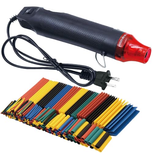 Rocsuk Mini Heat Gun + Heat Shrink Tubing Kit,300W 392°F Heat Gun for Shrink Tubing,Shrink Wrapping,Wire Connectors,Cable and Wire Shrink Wrap,Crafts Candle Making and Epoxy Resin Heating - Image 1