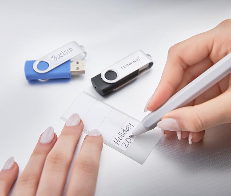 Intenso Basic Line 10x 4 GB USB 2.0 Flash Drives with Practical Labelling Labels Yellow Green Black Blue + Orange with Silver Metal Handle Pack of 10 - Image 2