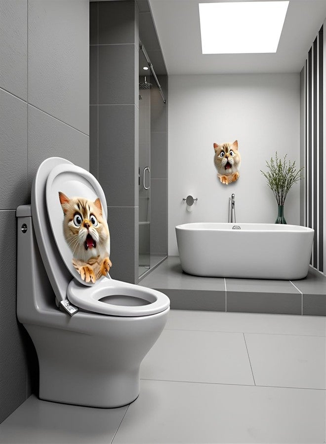 Cauaoa 3D Toilet Lid Sticker, Cute Kitten Design Removable Decal Bathroom Decor for Toilet Lid and Tank Covers - Image 3