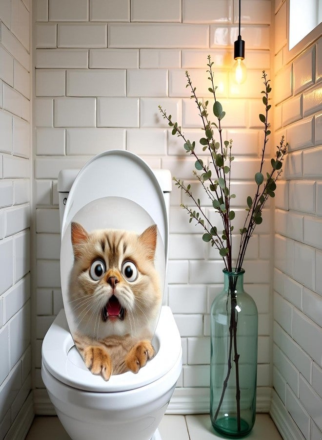 Cauaoa 3D Toilet Lid Sticker, Cute Kitten Design Removable Decal Bathroom Decor for Toilet Lid and Tank Covers - Image 2