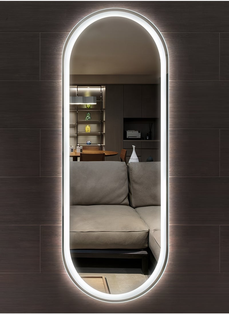 Pack Of 2 Full Length Mirror with Front and Back LED Touch Control, Wall Mounted Mirror with 3 Colors Adjustable Lights, Bathroom, Bedroom, Vanity Mirror - 80x50cm