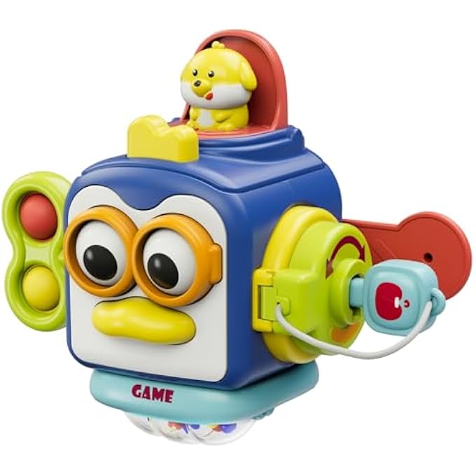 MONTESSORI TOYS FOR 1 YEAR OLD, SENSORY TOYS FOR TODDLERS 1-3, TRAVEL ACTIVITIES BUSY CUBE, BABY GIFTS FOR 12 18 MONTH, MOTOR SKILLS EDUCATIONAL LEARNING TOYS - Image 1