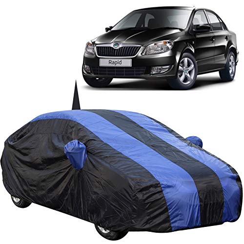 The Autostory 190 Taffeta Water Resistant Car Body Cover Compatible with Skoda Rapid with Mirror & Antenna Pockets (Royal/Navy Blue) - Image 1