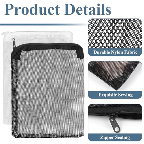 Okxiri 16 Pcs Aquarium Filter Media Bags Extra Fine, 7.8 x 5.9 Inch Filter Media Bag with Zipper, White & Black Aquarium Mesh Bag for Fish Tank Activated Carbon, Ceramic Rings - Image 3