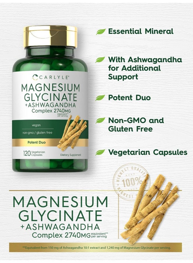 جليسينات المغنيسيوم كارلايل مع الأشواغاندا | مركب ٢٧٤٠ ملغ | ١٢٠ كبسولة نباتية | ثنائي فعال | مكمل غذائي خالٍ من الكائنات المعدلة وراثيًا والغلوتين - Image 4