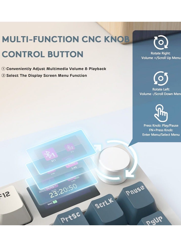 Attack Shark K86 RGB Wireless Gasket Mechanical Keyboard,Triple Mode Bluetooth5.0/2.4G/USB-C 87 Keys Hot Swappable Gaming Keyboard, 4000 mAh Battery 1.2'' HD OLED Display Volume Rotary Button for Games and Work - Image 3