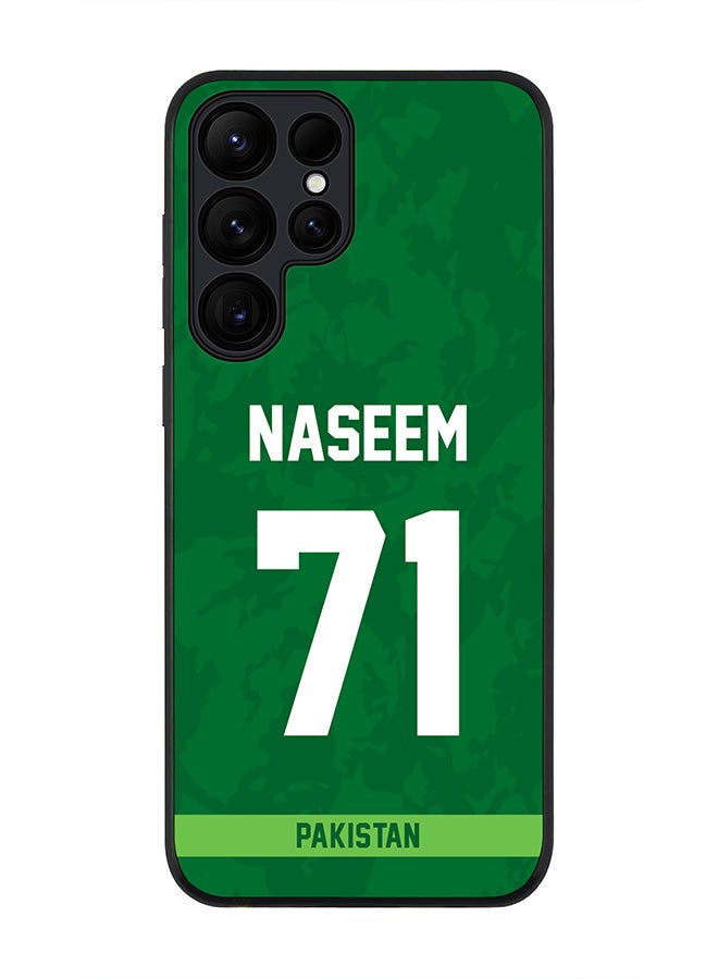 Stylizedd Rugged Black edge case for Samsung Galaxy S24 Ultra, Slim fit Soft Case Flexible Thin Cover- Team Pakistan Naseem Shah, Jersey No 71 - Image 1