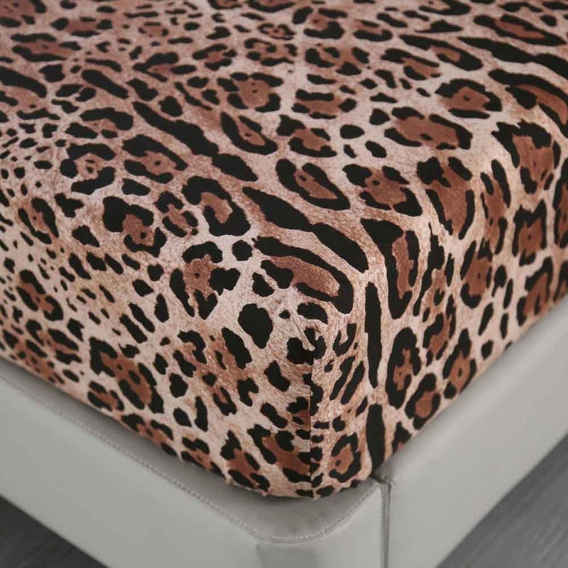 SDY 4PCS Leopard Bedding Sheets Queen Size Leopard Print Sheet Set Included 1 Fitted Sheet with 14'' Deep Pocket + 1 Top Flat Sheet + 2 Pillowcases for Kids Boys Girls - Image 3