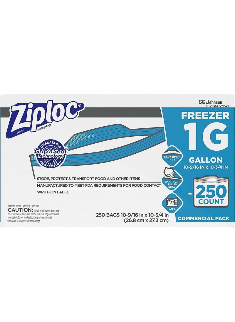 Ziploc Ziploc 94604 DoubleZipper Freezer Bags 1gal 27mil Clear wLabel Panel Case of 250  - Image 3