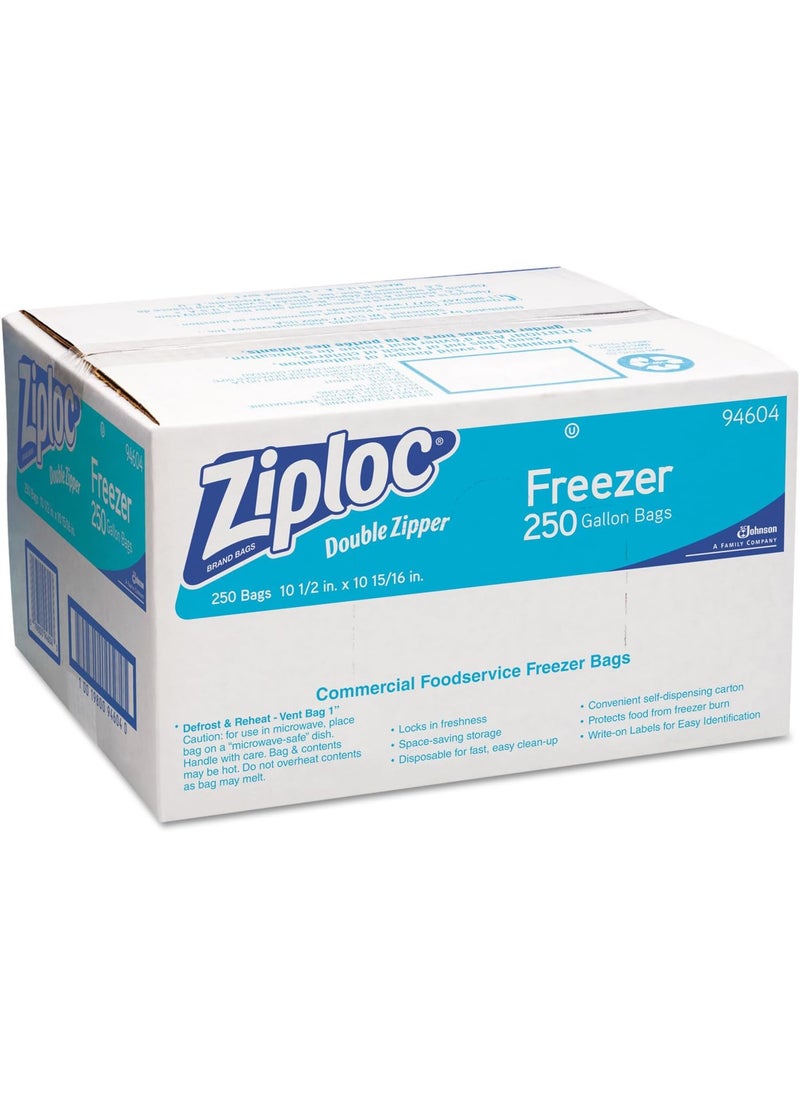 Ziploc Ziploc 94604 DoubleZipper Freezer Bags 1gal 27mil Clear wLabel Panel Case of 250  - Image 1