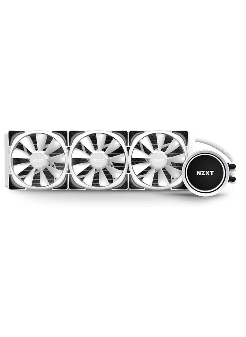 NZXT - NZXT Kraken X73 RGB 360mm - RL-KRX73-RW - AIO RGB CPU Liquid Cooler - Rotating Infinity Mirror Design - Powered By CAM V4 - RGB Connector - Aer RGB V2 120mm Radiator Fans (3 Included) - White - Image 1