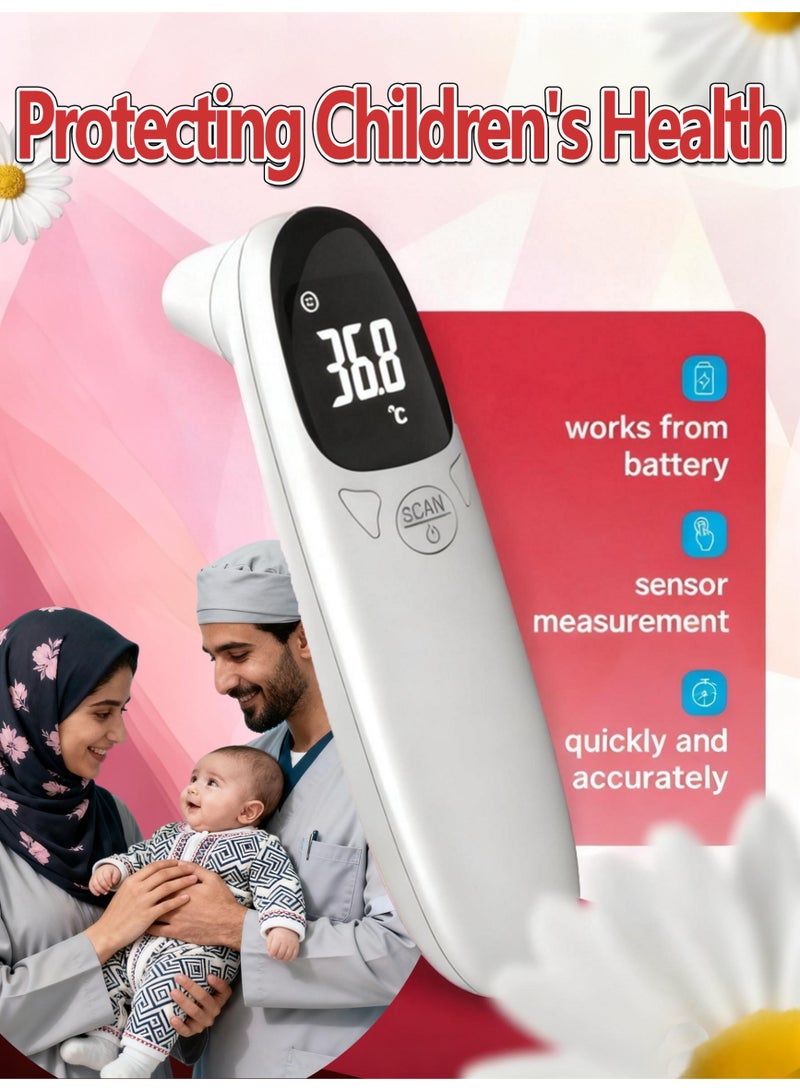 Non Contact Household Medical Grade Electronic Infrared Thermometer Ear Thermometer for Baby Children and Adult white - Image 1