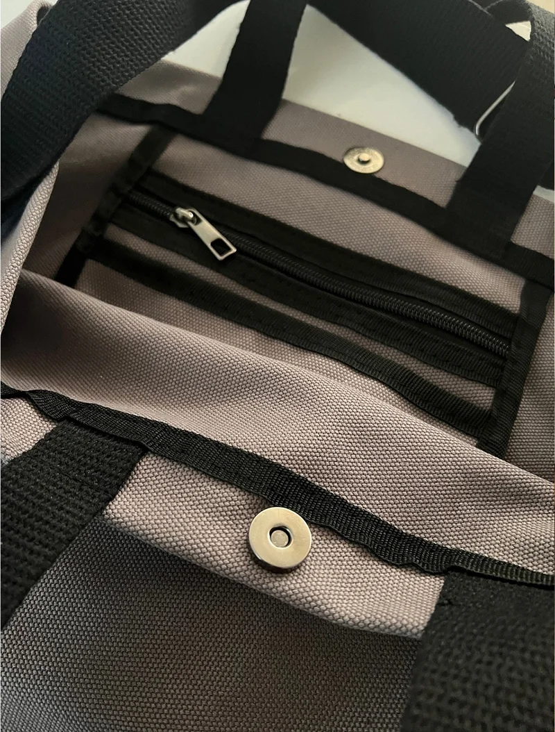 دي بلين Inside Out Gray Canvas Tote Large Women's Shoulder Bag