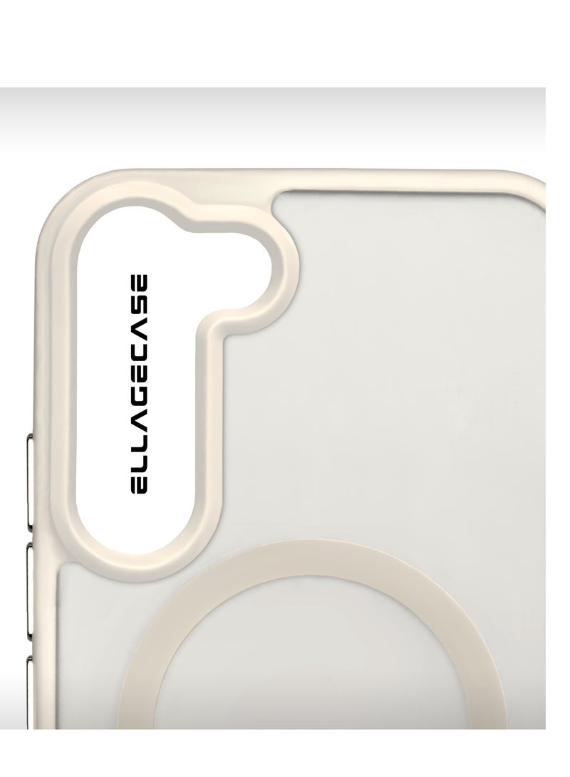 ELLAGECASE حافظة أنيقة بيضاء لهاتف سامسونج جالاكسي S23، حماية كاميرا قوية، مضادة للصدمات، حماية معززة، متوافقة مع شحن MagSafe والشحن اللاسلكي - Image 2