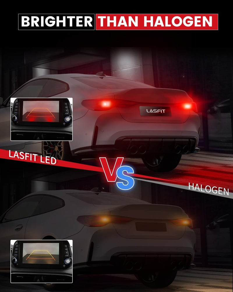 LASFIT مصباح الفرامل LED LASFIT 7443، ساطع للغاية 7444NA 7443R 7444 7440 7440A لأضواء التوقف والركن، W21W WY21W 992، أحمر (2 قطع) - Image 2