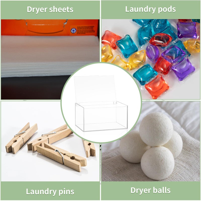 SUBEKYU Acrylic Dryer Sheet Container for Laundry Room,Dryer Sheet Holder Dispenser with Lid for Laundry Storage Organization and Decor,Clear Fabric Sheet Holder Box for Bathroom - Image 3