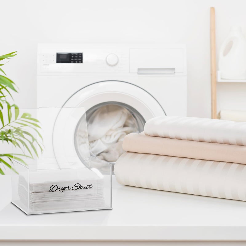 SUBEKYU Acrylic Dryer Sheet Container for Laundry Room,Dryer Sheet Holder Dispenser with Lid for Laundry Storage Organization and Decor,Clear Fabric Sheet Holder Box for Bathroom - Image 5