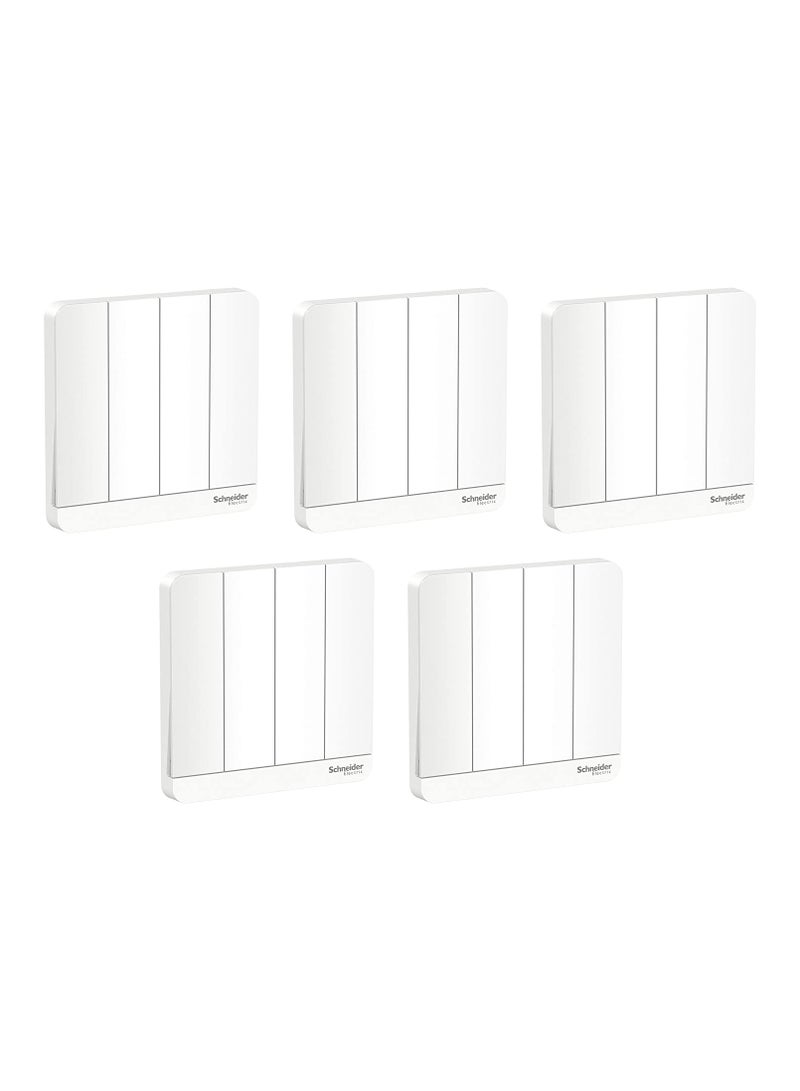 Schneider Electric Schneider Electric E8334L1_WE AvatarOn White - 1-way plate switch 4 gang - 16AX - White - Pack of 5 