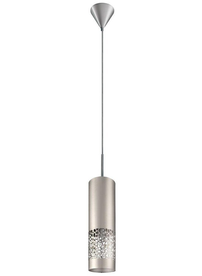 EGLO 201424A Carmelia 1-Light White Pendant Adjustable Lighting Fixture with Geometric Shade for Kitchen Island, Hallway, and Dining Room, Satin Nickel - Image 1