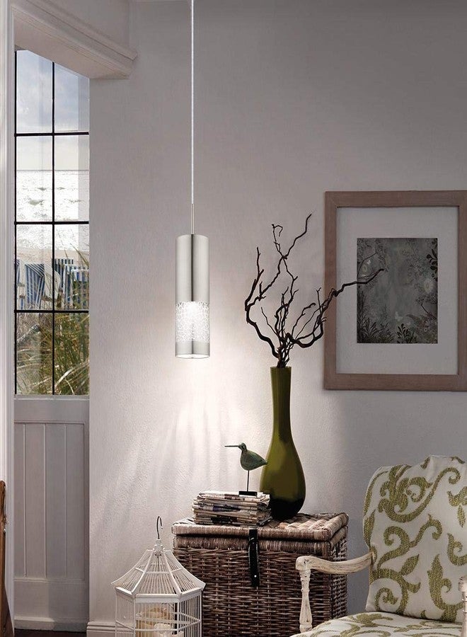 EGLO 201424A Carmelia 1-Light White Pendant Adjustable Lighting Fixture with Geometric Shade for Kitchen Island, Hallway, and Dining Room, Satin Nickel - Image 5