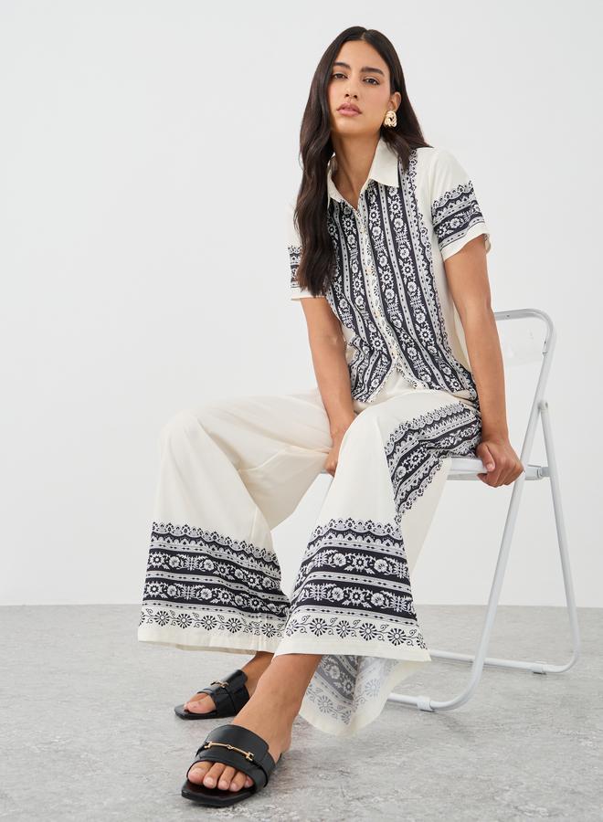 Styli Styli Printed Buttoned Shirt and Pants Co-Ords  - Image 1