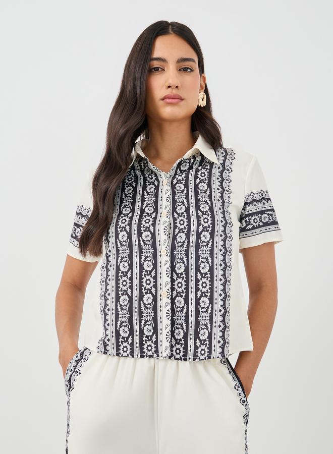Styli Styli Printed Buttoned Shirt and Pants Co-Ords  - Image 3