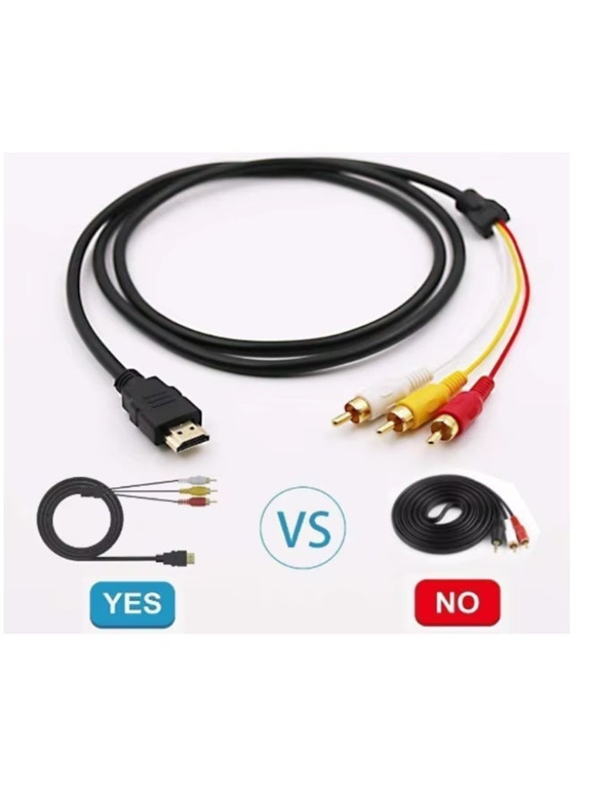 HDMI-compatible to RCA Cable, 1080P HDMI Male to 3-RCA Audio Video Cable Transmitter for TV, Hdmi to AV Cord HDTV/DVD-5FT/1.5M - Image 3