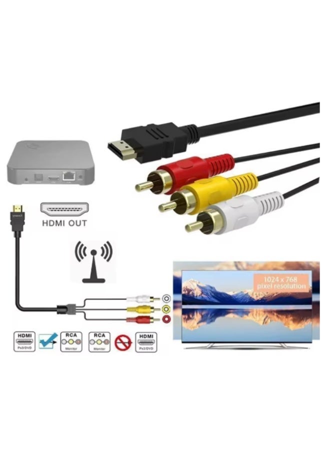 HDMI-compatible to RCA Cable, 1080P HDMI Male to 3-RCA Audio Video Cable Transmitter for TV, Hdmi to AV Cord HDTV/DVD-5FT/1.5M - Image 2