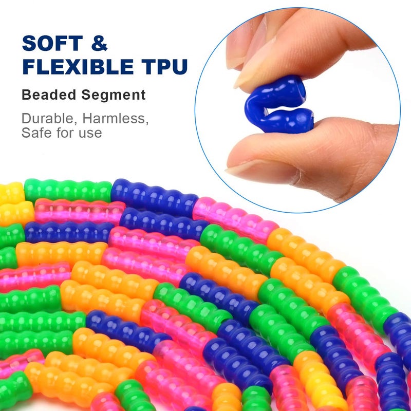 Coolrunner 16 FT Long Jump Rope(1 PACK), Double Dutch Jump Ropes, Soft Beaded Skipping for Kids Adults, Plastic Segmented Long Enough for 4-5 Jumpers (Blue) (Blue) - Image 2