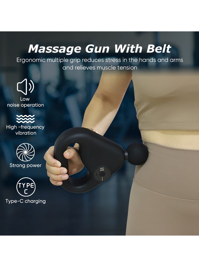 Prime by javaudan Deep Tissue Muscle Electric Massage Gun Massage Belt Slimming Massager Vibration Massage Gun with Belt Percussion Vibration with 8 Heads Portable Gun Massager For Targeted Pain Relief,Muscle Soreness  - Image 3