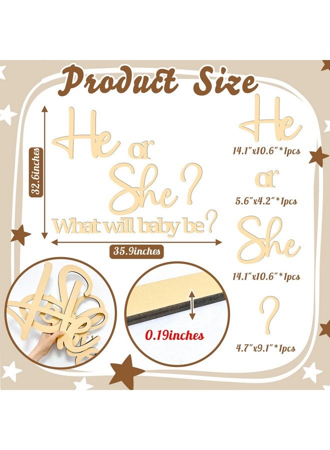 kokolap Large Gender Reveal Party Decor for Backdrop Decals Wooden He or She What Will Baby Be Balloon Arch Decor Babys Shower Sign Colorable Baby Gender Girl or Boy Party Decals Pregnancy Banner Photo Props - Image 5