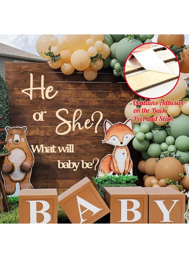 kokolap Large Gender Reveal Party Decor for Backdrop Decals Wooden He or She What Will Baby Be Balloon Arch Decor Babys Shower Sign Colorable Baby Gender Girl or Boy Party Decals Pregnancy Banner Photo Props - Image 4